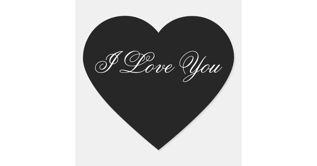 Black Heart Sticker I Love You Zazzle
