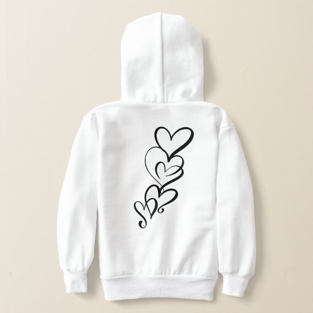 Black Heart Trio Girl’s Hoodie (Laydown Back)