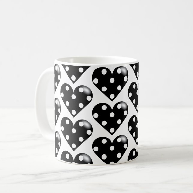 Black Heart w/ Polka Dots Coffee Mug (Front Left)