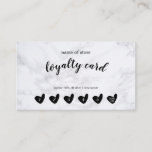 Black Heart White Marble Customer Loyalty Card