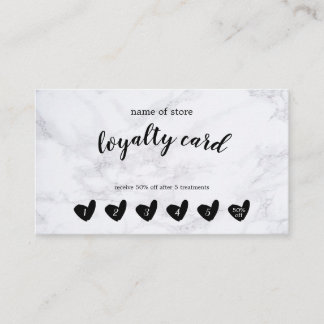 Black Heart White Marble Customer Loyalty Card