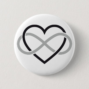 Black heart with infinity sign pinback button