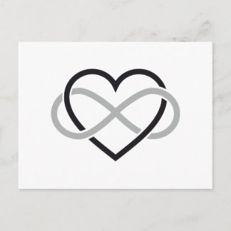 Black heart with infinity sign postcard