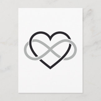 Black heart with infinity sign postcard
