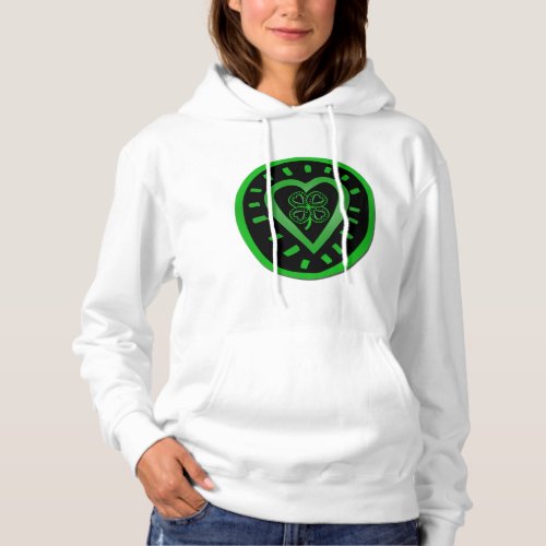 Black Heart with Shamrock _ St Patricks Day Hoodie