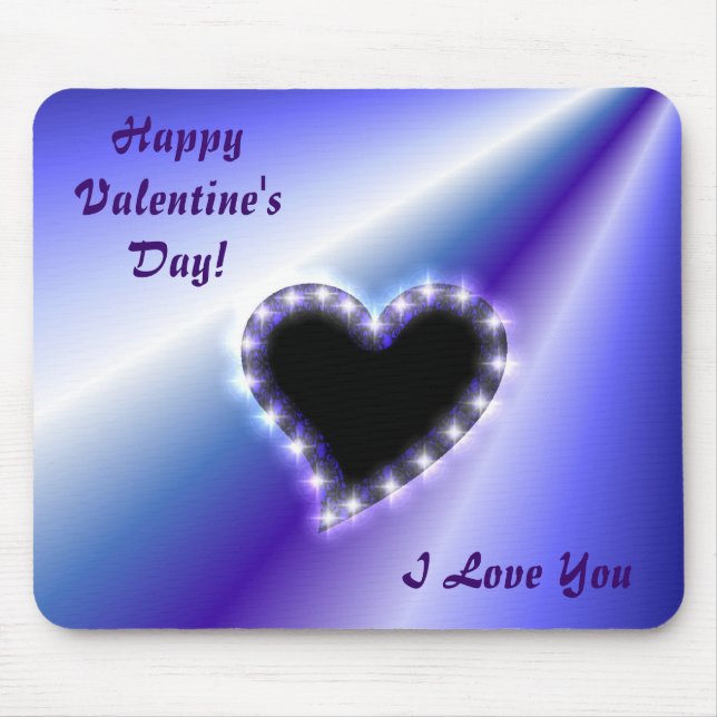 Black Heart with Stars on Purple Pink Rainbow Mouse Pad (Front)