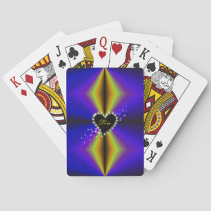 Black Heart with Stars on purple yellow Rainbow Poker Cards