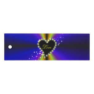 Black Heart with Stars on purple yellow Rainbow Ruler