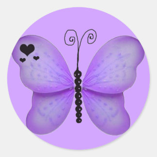 Black Hearts and Purple Butterfly Sticker