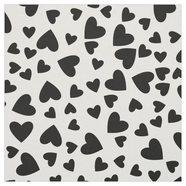 Black Hearts Custom Background Color Fabric (Swatch)