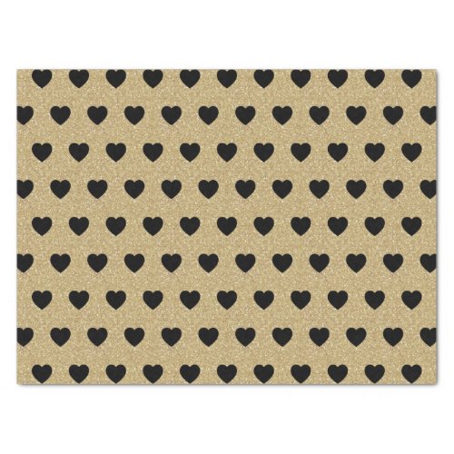 Black Hearts Gold Glitter Sparkles Tissue Paper