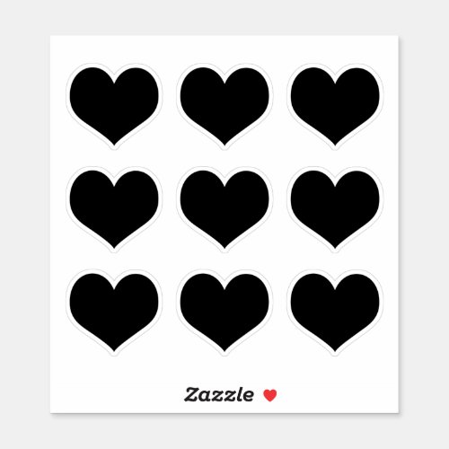 Black Hearts Goth Dark Love Set of 9 Sticker