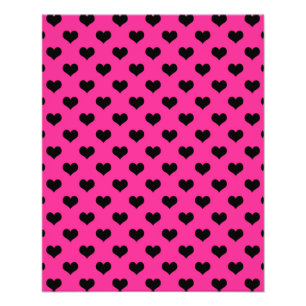 Black Hearts Hot Pink Background Polka Dot Heart Photo Print