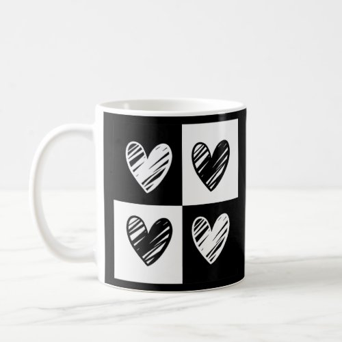 Black Hearts Love Pattern Cute Valentines Day Che Coffee Mug