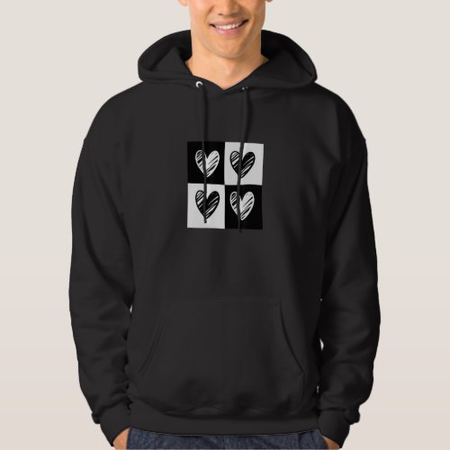 Black Hearts Love Pattern Cute Valentines Day Che Hoodie