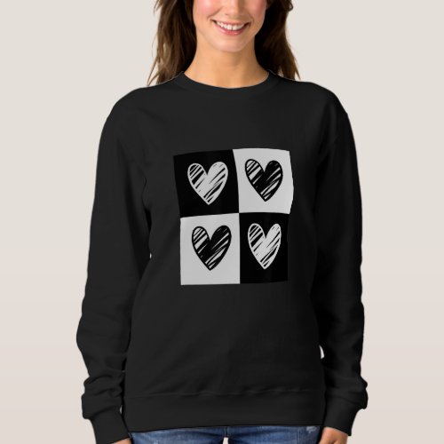 Black Hearts Love Pattern Cute Valentines Day Che Sweatshirt