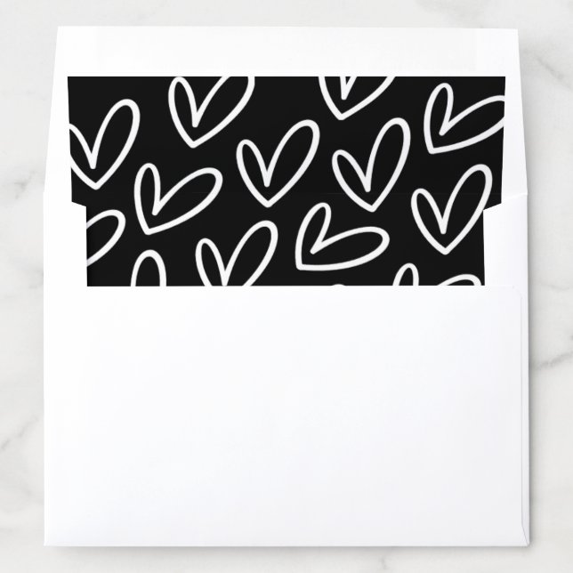 Black Hearts Minimalist Script Bridal Shower Envelope Liner (In Envelope)