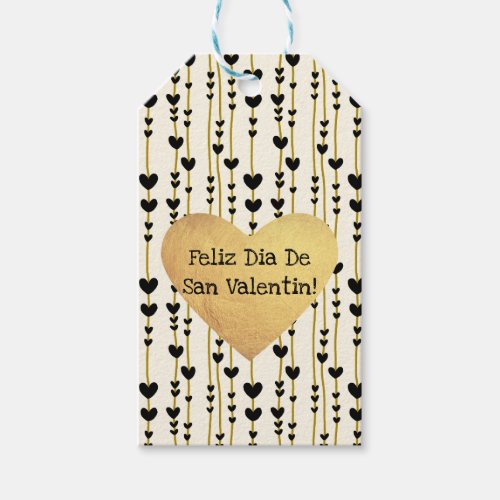 Black Hearts on Golden Strings Gift Tags