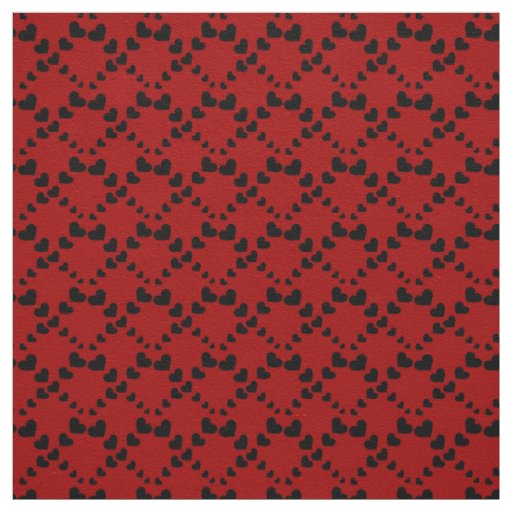 Black Hearts on Red Fabric