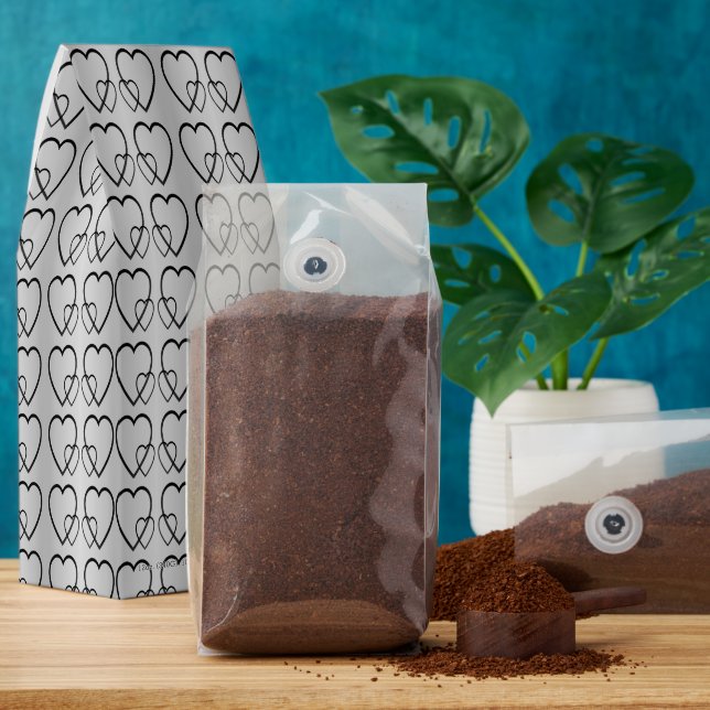 Black hearts on silver pickleball paddle roasted coffee (Ground)