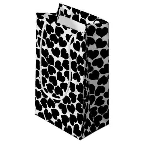 Black Hearts on White Small Gift Bag