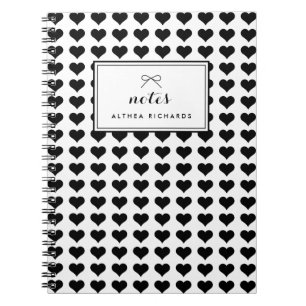 Black Hearts Pattern Personalized Notebook