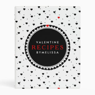 Black Hearts Pattern Red Accents Mini Binder