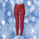 Black Hearts Pattern Red Background Leggings<br><div class="desc">Do you like cute leggings?  This fun pair of leggings has a pattern of black hearts on a red background.</div>