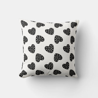 Black Hearts Pattern Throw Pillow