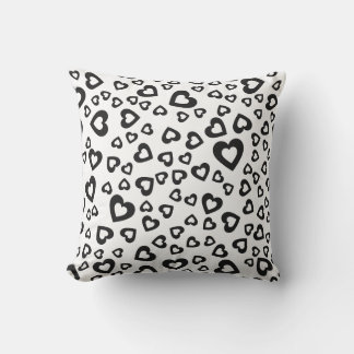 Black Hearts Pattern Throw Pillow