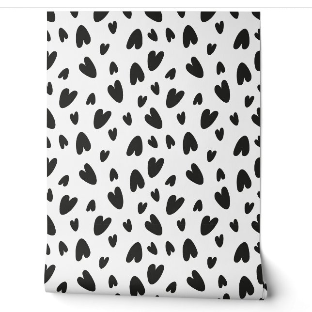 black hearts pattern wallpaper  (Unrolling)