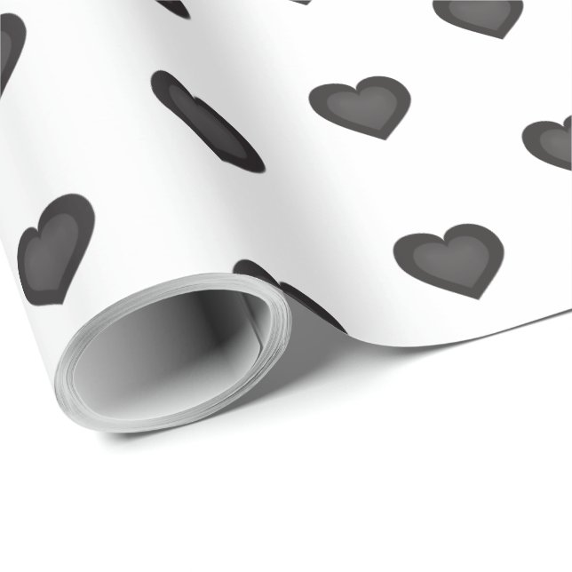 Black Hearts Pattern Wrapping Paper (Roll Corner)