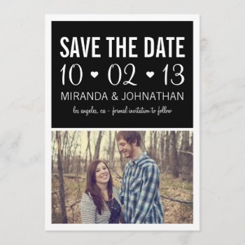 Black Hearts Photo Strip Save The Date Invites by AllyJCat at Zazzle