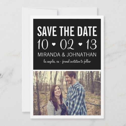 Black Hearts Photo Strip Save The Date Invites