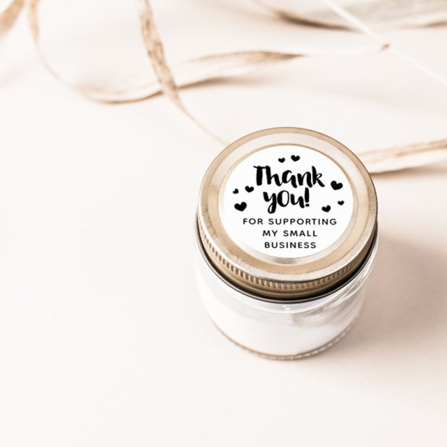 Black Hearts Script Thank You For Supporting Classic Round Sticker (Creator Uploaded)