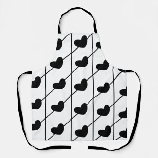 Black Hearts Stripes Pattern