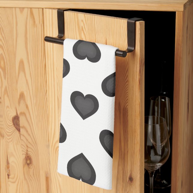 Black Hearts Towel (Thirds Fold)