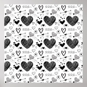 black hearts - white background poster