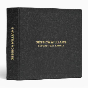 Black Heather Fabric Texture Gold Typography  3 Ring Binder