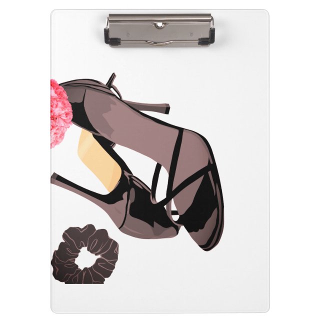 Black heel bride withe pink flower\wedding waterc clipboard (Front)