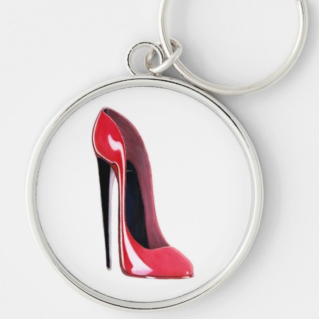 Black heel, red stiletto shoe keychain (Front)