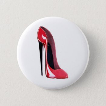 Black Heel  Red Stiletto Shoe Pinback Button by shoe_art at Zazzle