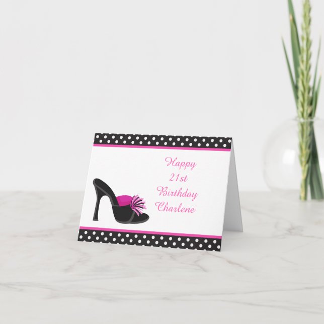 Black Heels Shoes Birthday Party Card (Front)