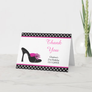 Black Heels Shoes Birthday Party Thank You Card