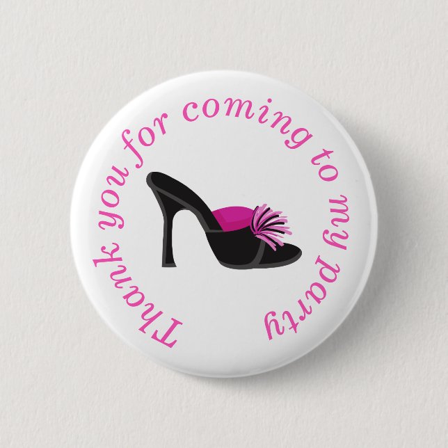 Black Heels Shoes 'Thank you for coming' Button (Front)
