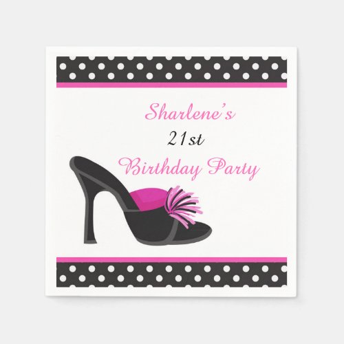 Black Heels Shoes with Black Polka Dots Paper Napkins