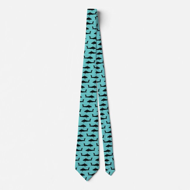 Black Helecopters on Blue Neck Tie (Front)