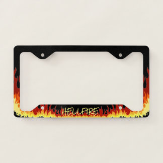 Black Hellfire Text License Plate Frame
