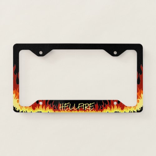 Black Hellfire Text License Plate Frame