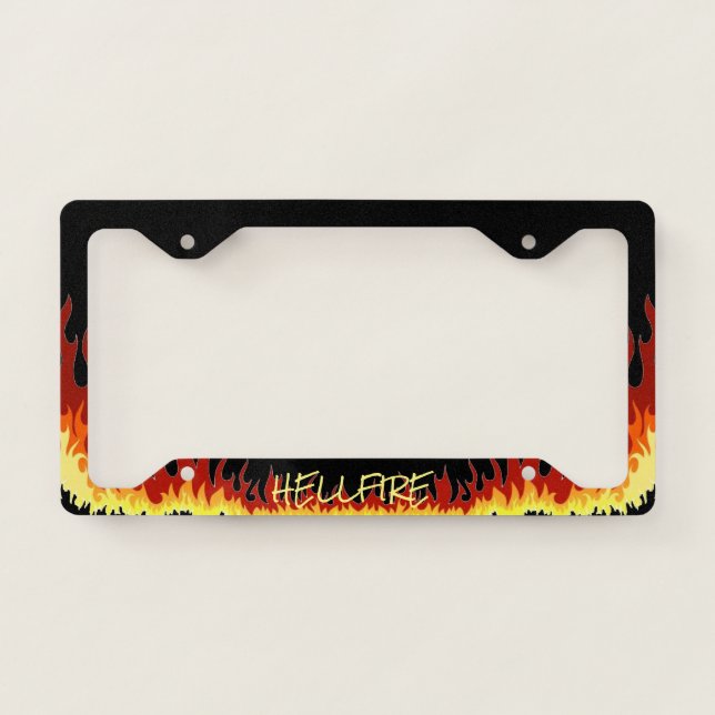 Black Hellfire Text License Plate Frame (Front)